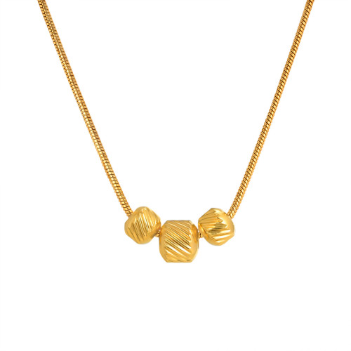 Wholesale Stainless Steel 3 Beads Necklace