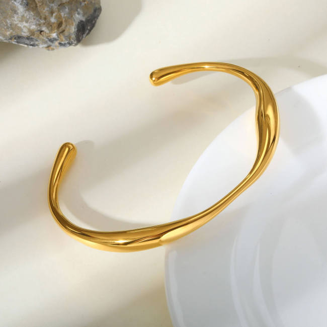 Wholesale Stainless Steel Irregular Open Bangle