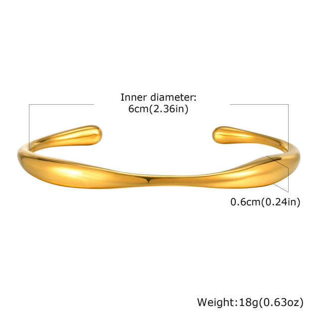 Wholesale Stainless Steel Irregular Open Bangle