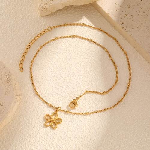Wholesale Stainless Steel Flower Gold Necklace
