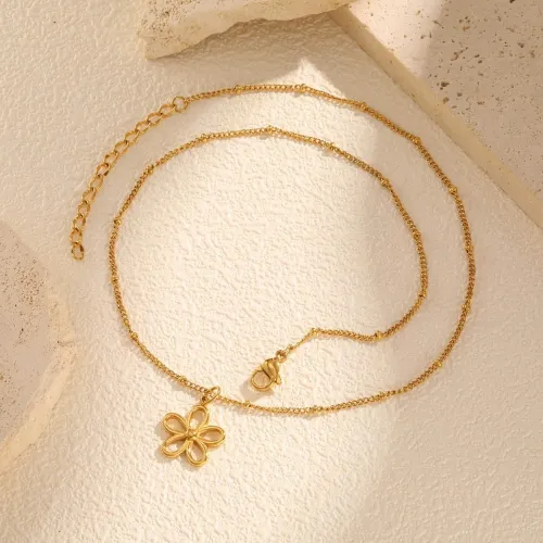 Wholesale Stainless Steel Flower Gold Necklace