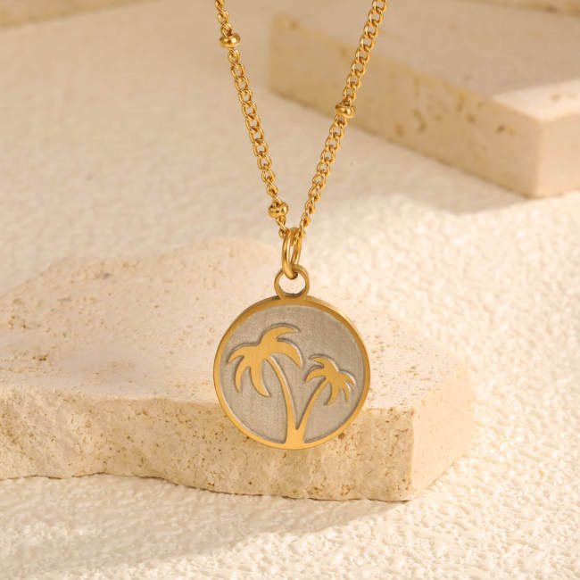 Wholesale Stainless Steel Palm Tree Necklace