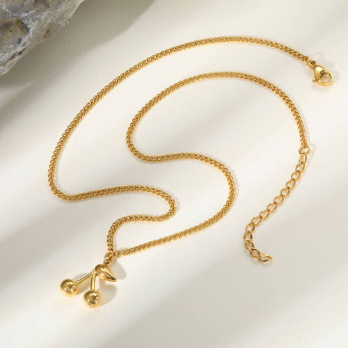 Wholesale Stainless Steel Cherry Necklace