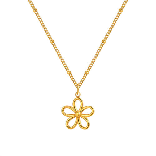 Wholesale Stainless Steel Flower Gold Necklace