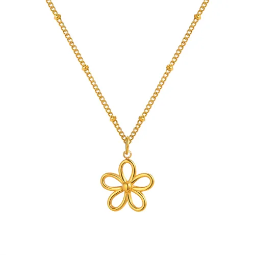 Wholesale Stainless Steel Flower Gold Necklace