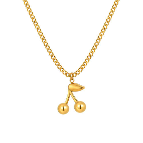 Wholesale Stainless Steel Cherry Necklace