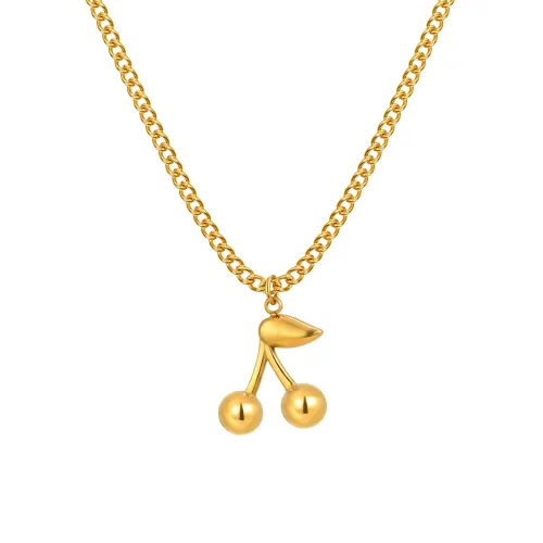Wholesale Stainless Steel Cherry Necklace