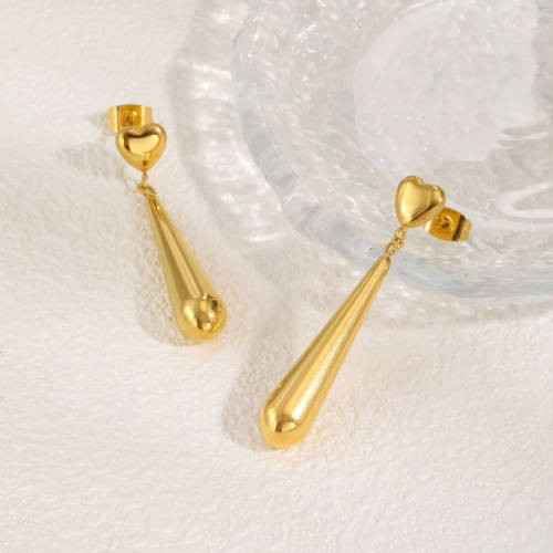 Wholesale Stainless Steel Heart Long Drop Earrings