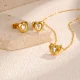 Wholesale Stainless Steel Heart shaped Necklace with Green CZ