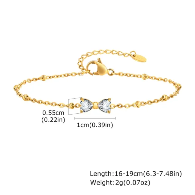 Wholesale Stainless Steel Mini CZ Bow Necklace