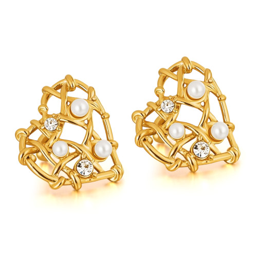 Wholesale Stainless Steel Braided Heart Earrings