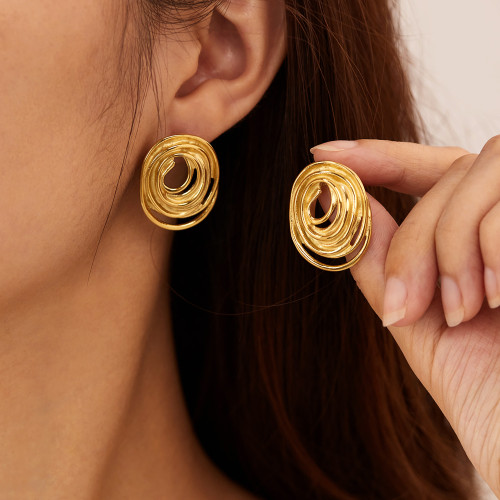 Wholesale Stainless Steel Spiral Circle Earrings