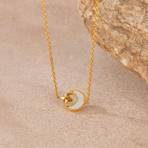 Wholesale Stainless Steel Shell Moon Necklace
