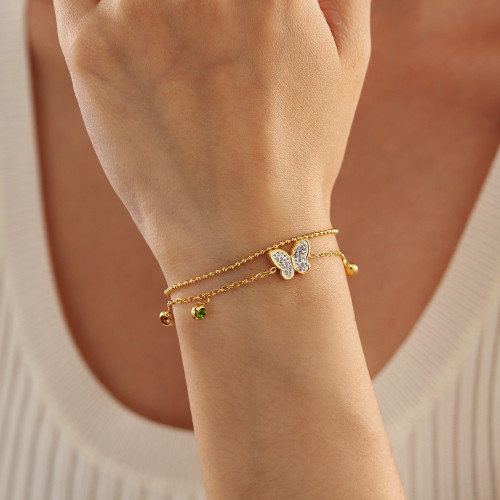 Wholesale Stainless Steel Butterfly Double Bracelet
