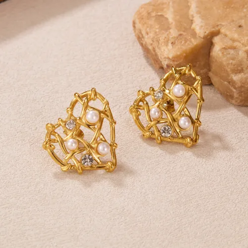 Wholesale Stainless Steel Braided Heart Earrings