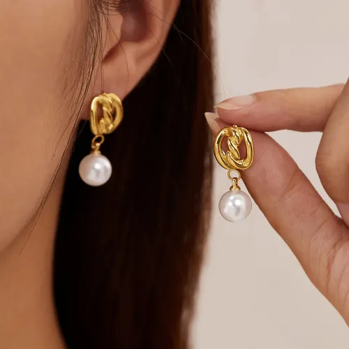 Wholesale Stainless Steel Niche Pearl Earrings