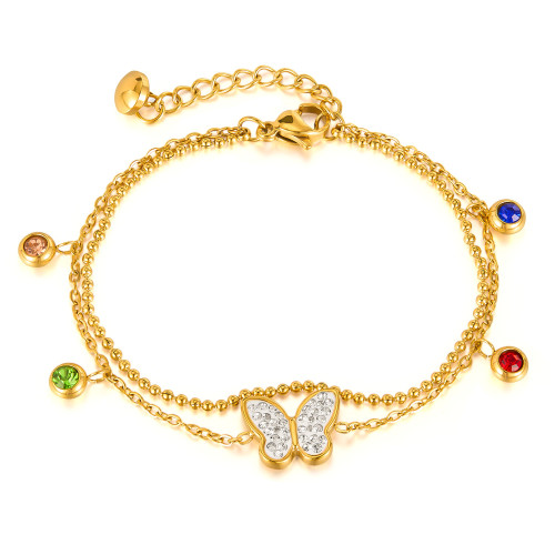 Wholesale Stainless Steel Butterfly Double Bracelet