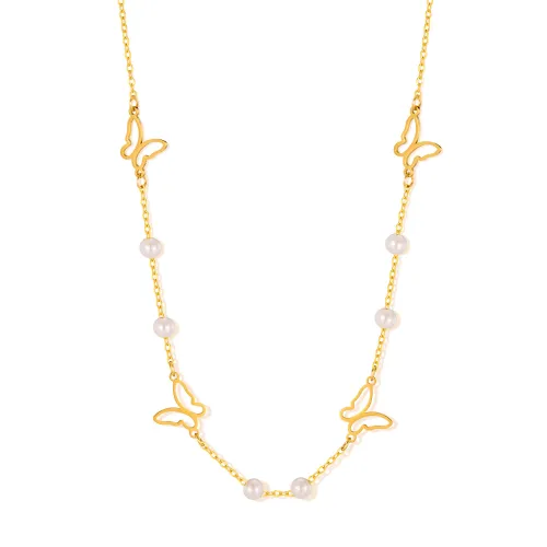 Wholesale Stainless Steel Butterfly Pearl Necklace