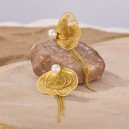 Wholesale Stainless Steel Statement Earrings with Pearl
