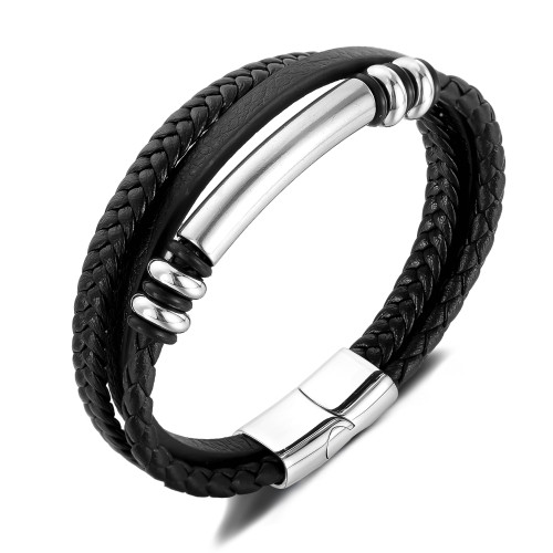 Wholesale Stainless Steel Stylish Leather Bracelet