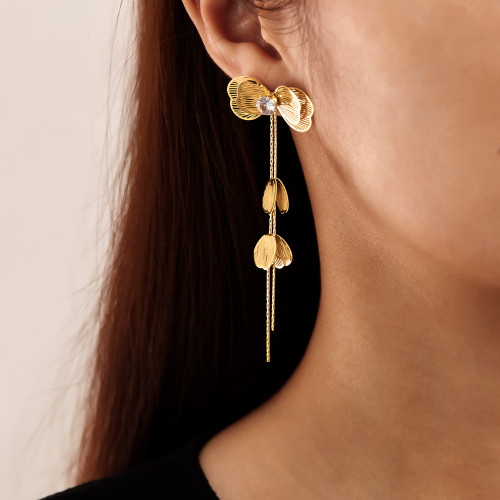 Wholesale Stainless Steel Butterfly Tassel Earrings