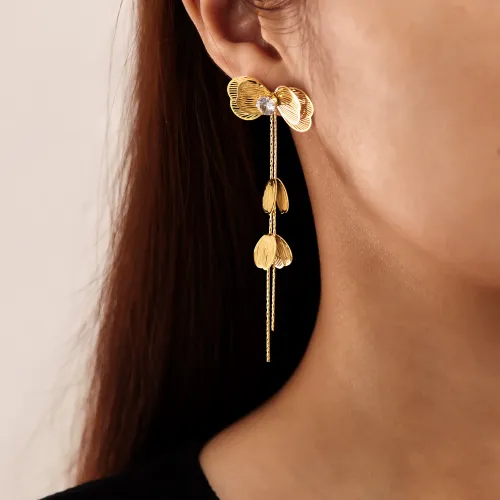 Wholesale Stainless Steel Butterfly Tassel Earrings