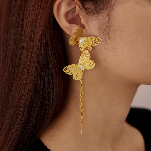 Wholesale Stainless Steel Delicate Butterfly Earrings