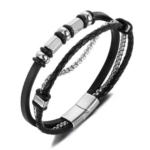 Wholesale Stainless Steel Creative Leather Bracelet