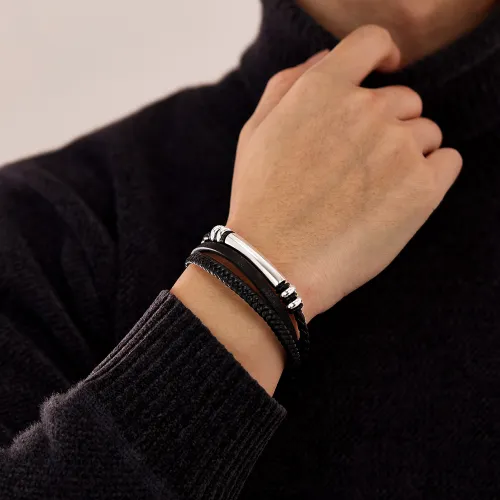 Wholesale Stainless Steel Stylish Leather Bracelet