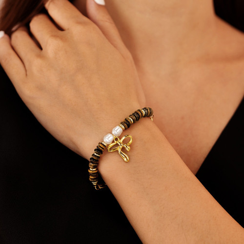 Wholesale Stainless Steel Tiger Eye Beads Bracelet
