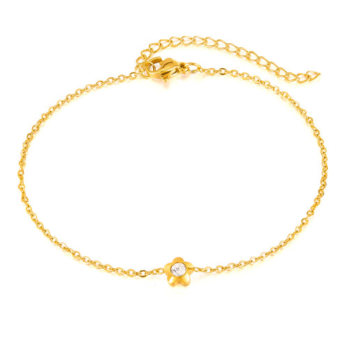 Wholesale Stainless Steel Zirconia Flower Anklet