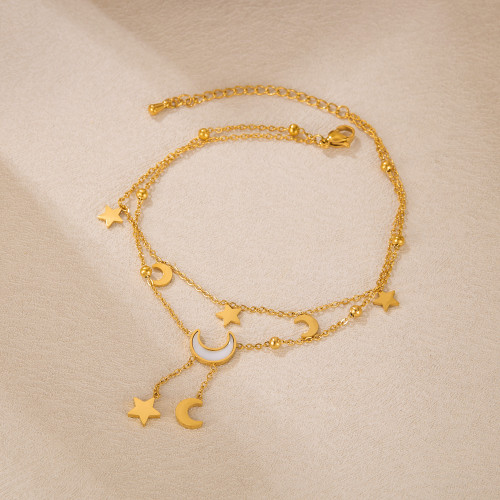 Wholesale Stainless Steel Star and Moon Anklet
