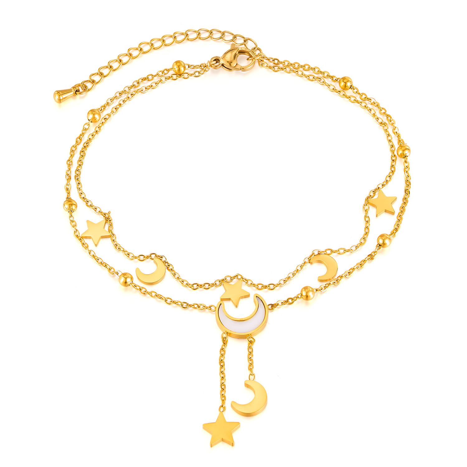 Wholesale Stainless Steel Star and Moon Anklet Wholesale Stainless Steel Star and Moon Anklet