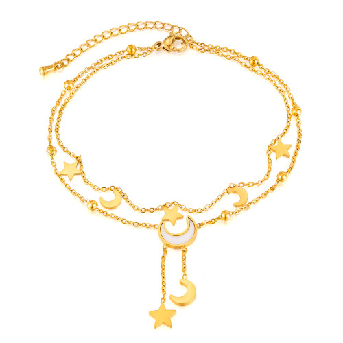 Wholesale Stainless Steel Star and Moon Anklet