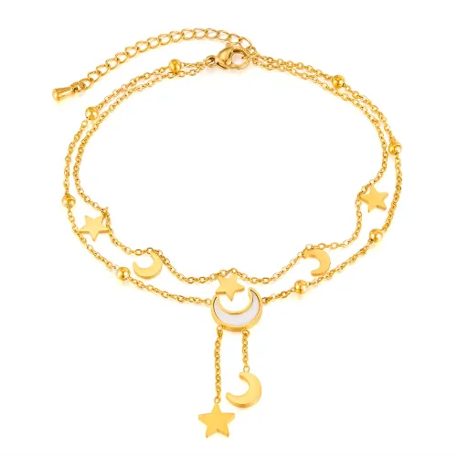 Wholesale Stainless Steel Star and Moon Anklet