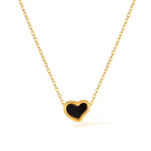 Wholesale Stainless Steel Black Heart Necklace