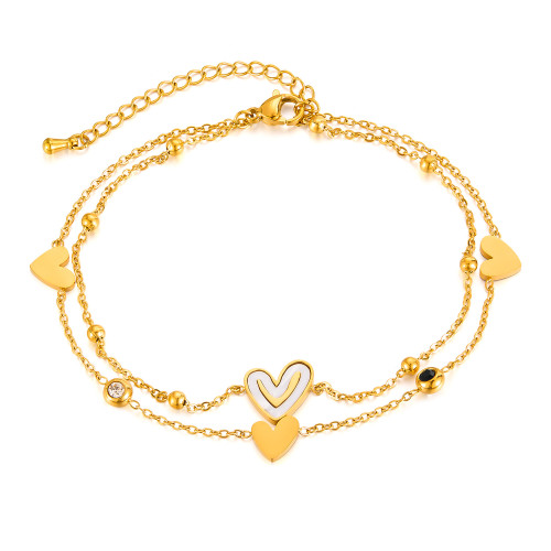 Wholesale Stainless Steel Heart Smiley Anklet
