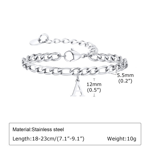 Wholesale Stainless Steel Men's Alphabet Bracelet