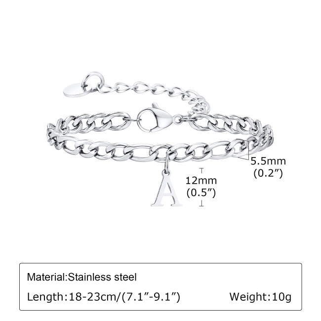 Wholesale Stainless Steel Men's Alphabet Bracelet