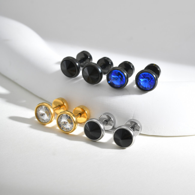 Wholesale Stainless Steel Zirconia Men's Earrings