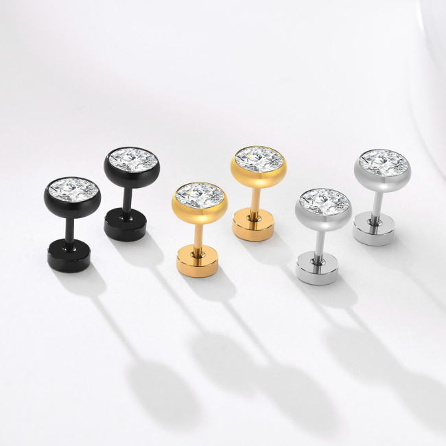 Wholesale Stainless Steel Zirconia Men's Earrings
