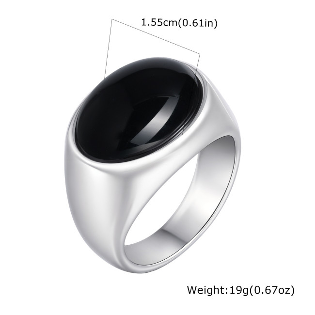 Wholesale Stainless Steel Natural Stone Oval Ring