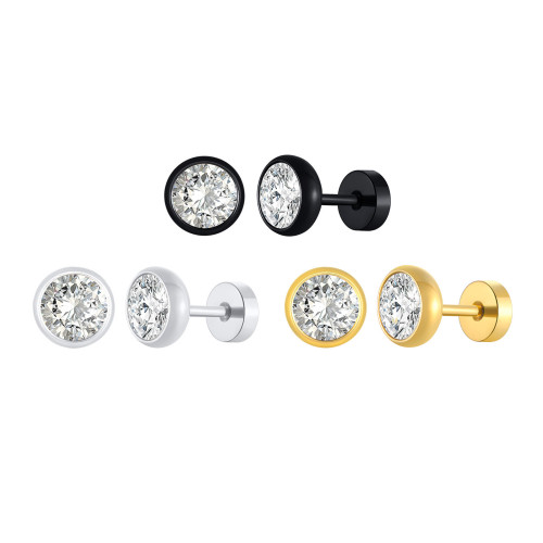 Wholesale Stainless Steel Zirconia Men's Earrings
