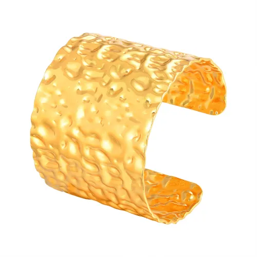 Wholesale Stainless Steel Hammered Wide Open Bangle