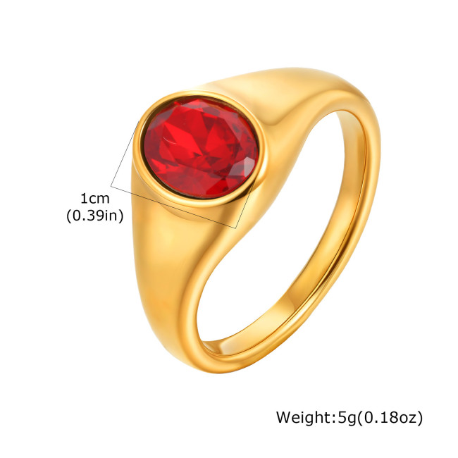 Wholesale Stainless Steel Oval Zirconia Ring