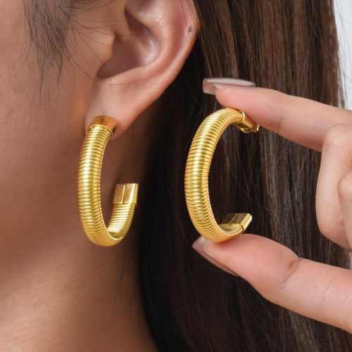 Wholesale Stainless Steel Snake Chain Hoop Earrings