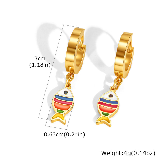Wholesale Stainless Steel Fish Star Cute Earrings