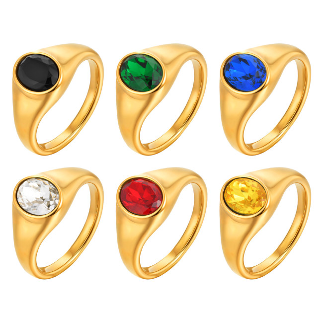 Wholesale Stainless Steel Oval Zirconia Ring