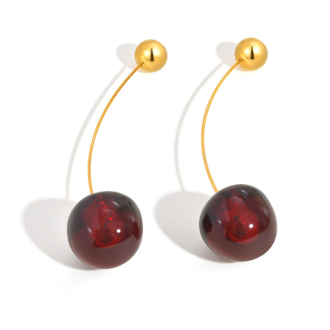 Wholesale Stainless Steel Cherry Earrings