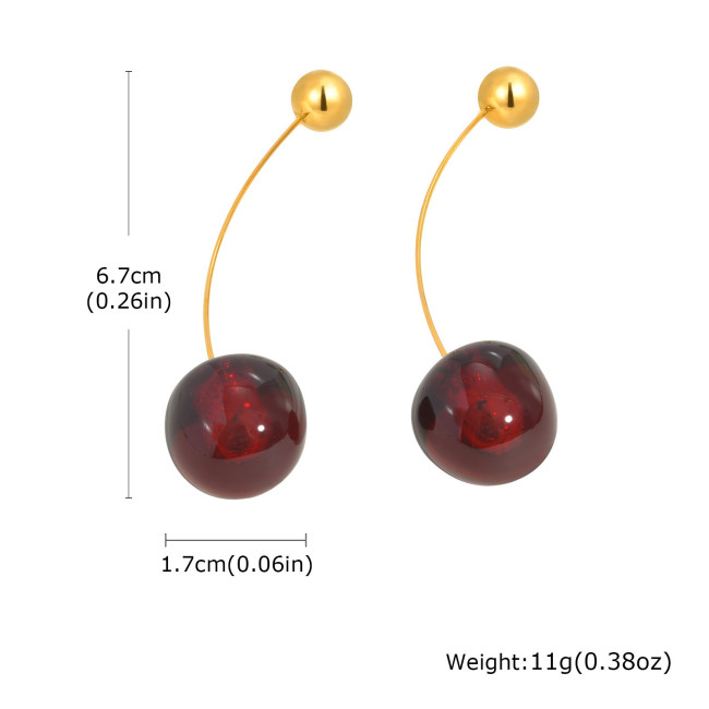 Wholesale Stainless Steel Cherry Earrings